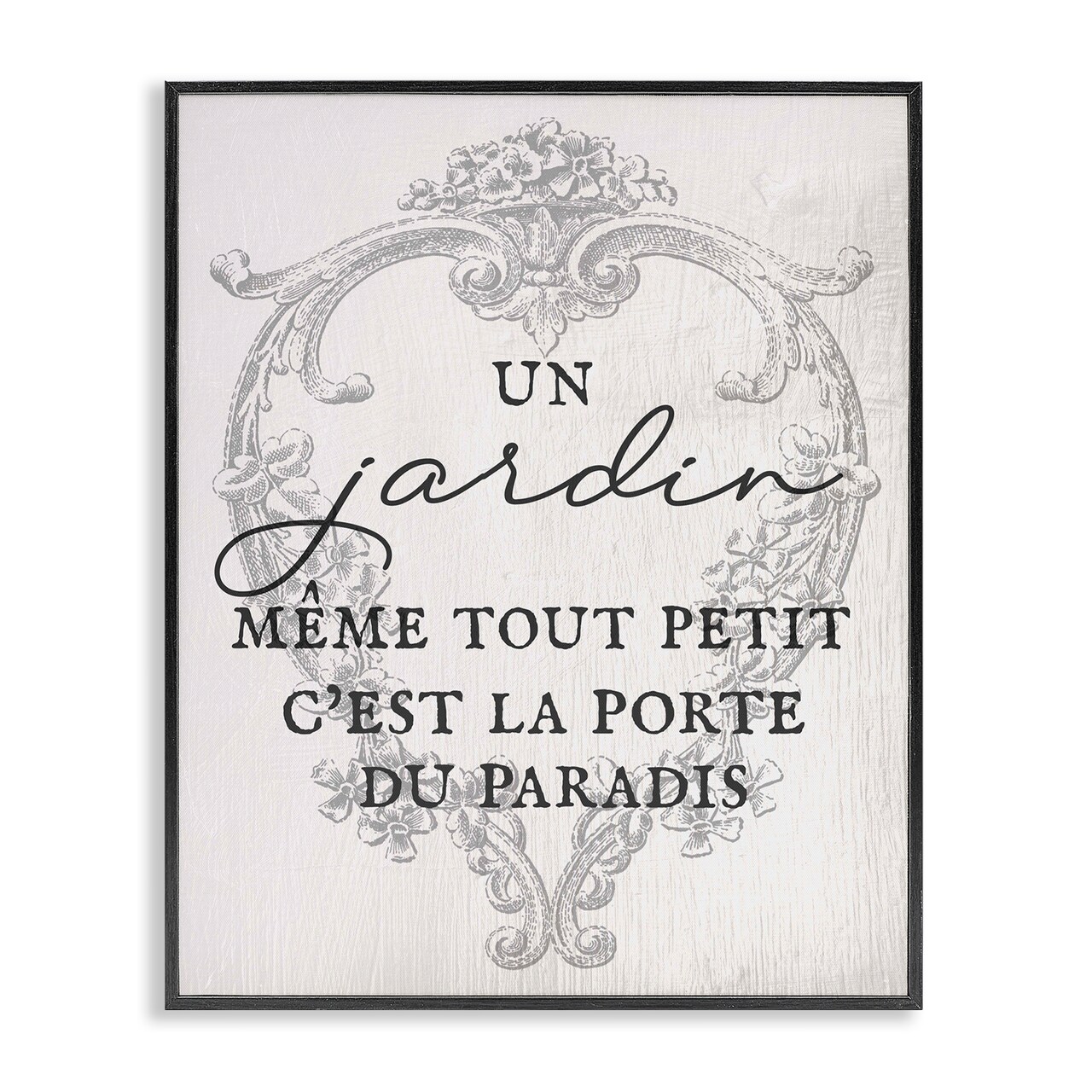 Stupell Industries French Phrase with Vintage Border Framed Giclee, design by Lil' Rue